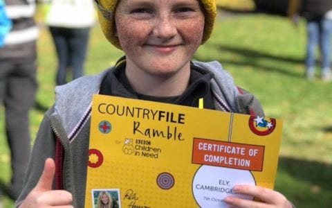 Pupil Myron completes the BBC Children in Need Ramble