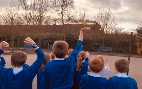 We see the Flying Scotsman from our playground!