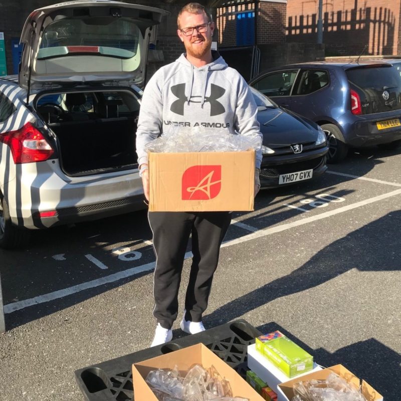 Mr Olley delivering masks and gloves Mr Olley delivering masks and gloves