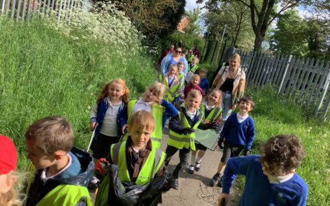 Year 1 leads by example with community clean up